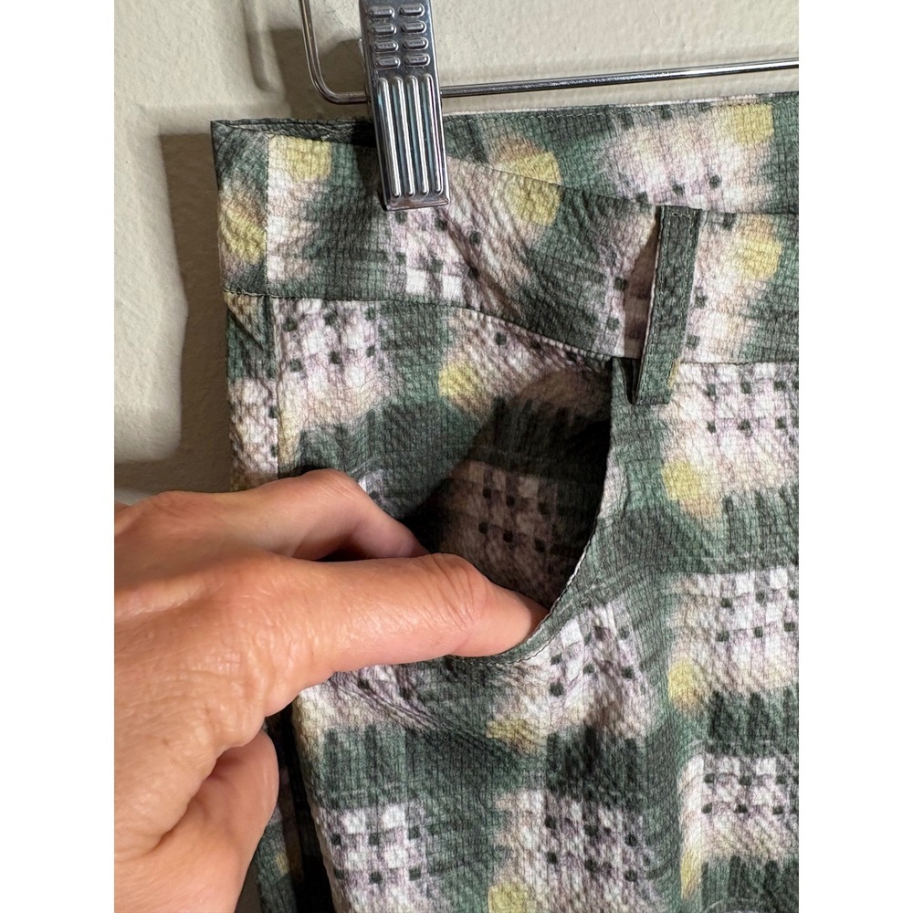 Cider Plaid Flare Pants Women Size M Green Yellow Daisy Button Retro 70s Style - Picture 4 of 14
